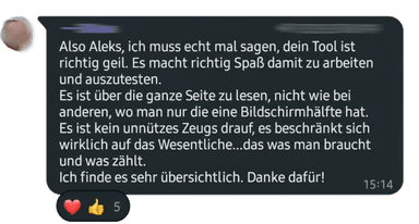 Testimonial: Tool ist richtig geil